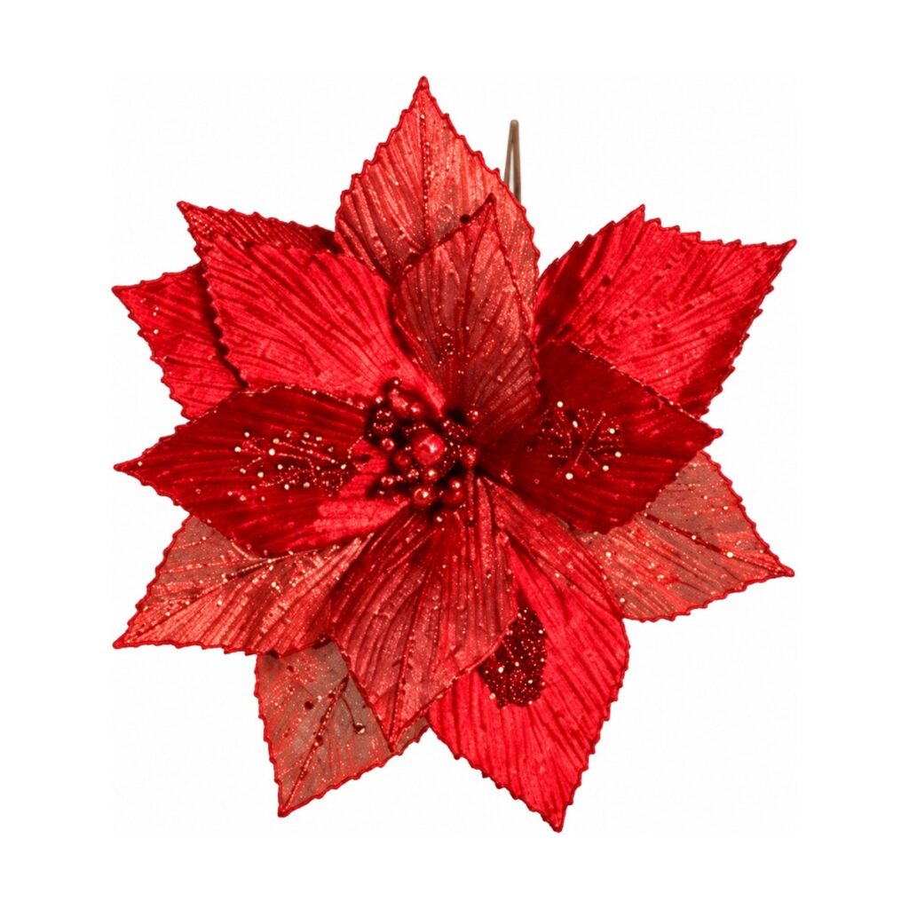 Flor de Navidad 24 cm - Rojo - SERYMAR Decoración
