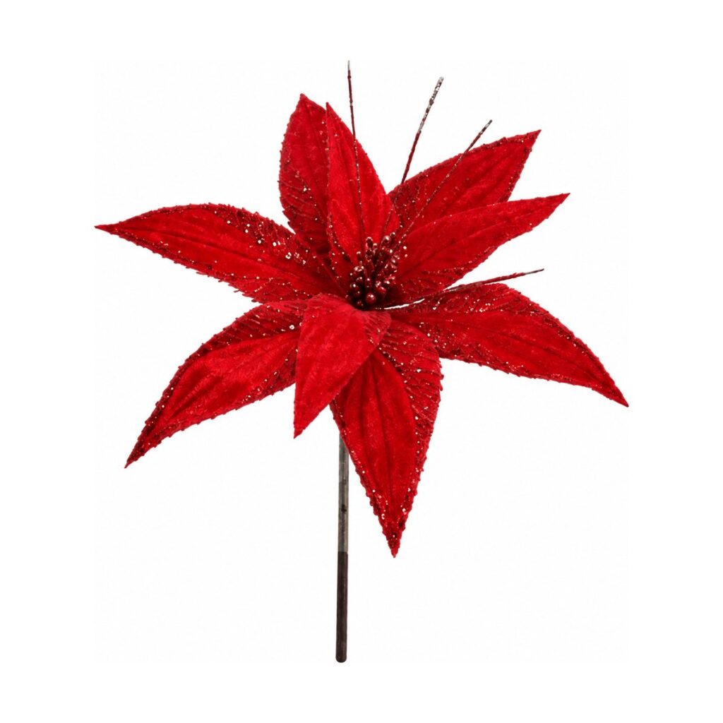 Flor de Navidad 32 cm - Rojo - SERYMAR Decoración