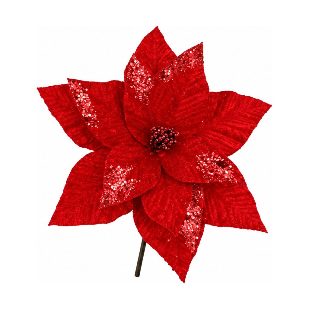 Flor de Navidad 30 cm · 12 Pétalos - Rojo - SERYMAR Decoración