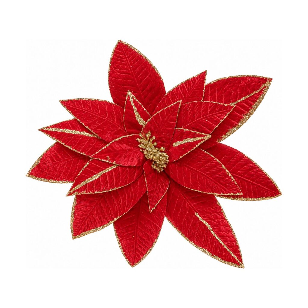 Flor de Navidad Roja y Dorada 64 cm - SERYMAR Decoración