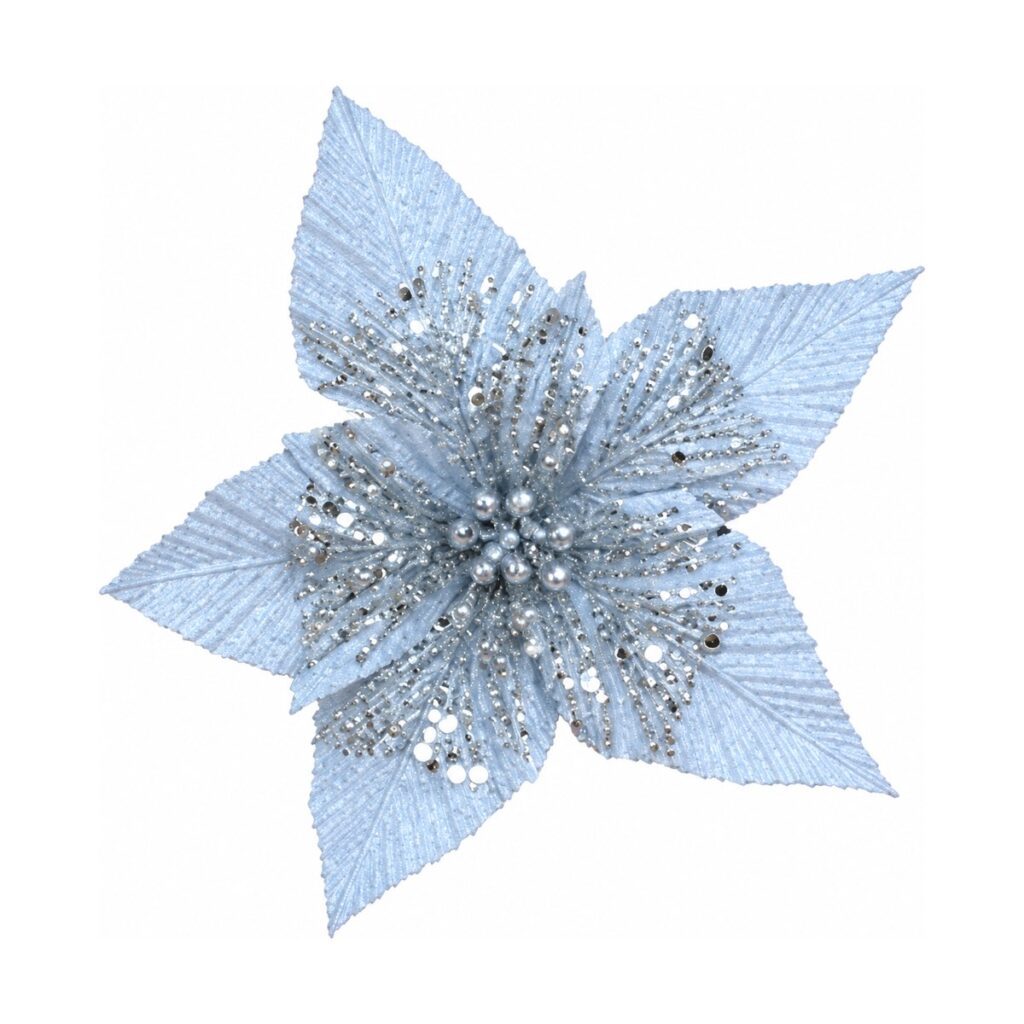 Flor de Navidad 21,5 cm - Plata - SERYMAR Decoración