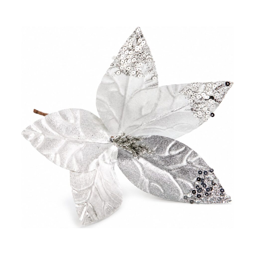 Poinsettia 23 cm - Plata - SERYMAR Decoración