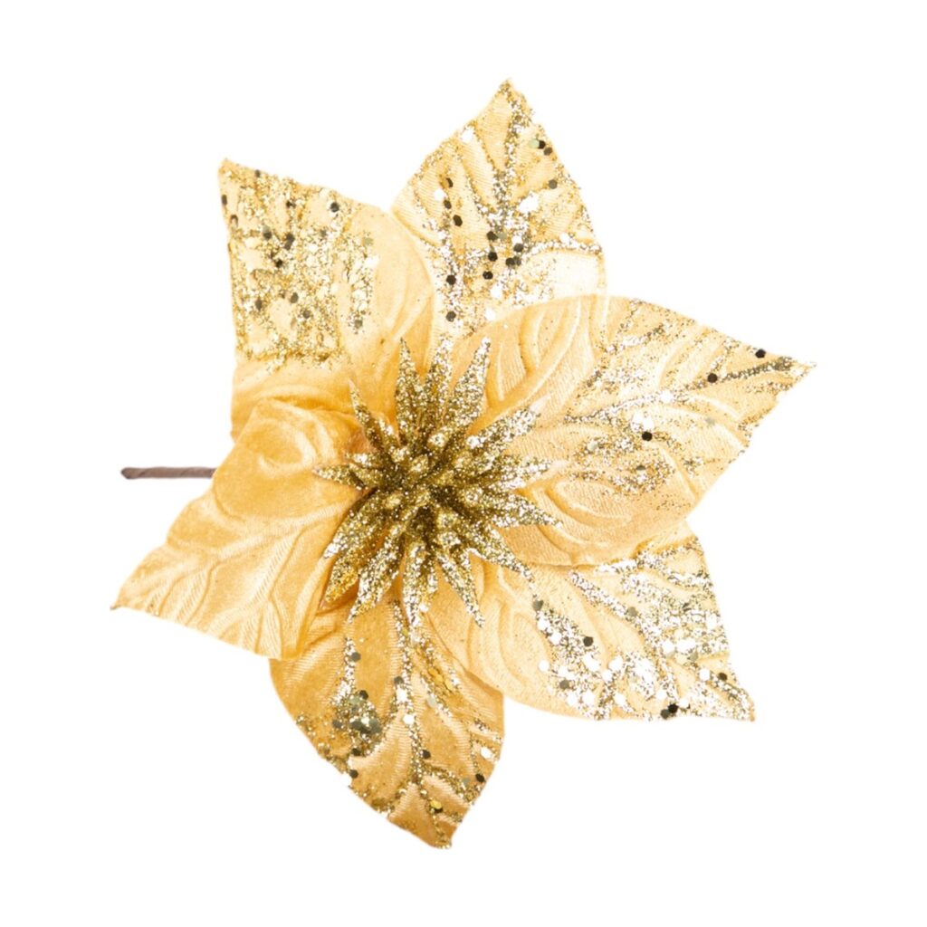 Poinsettia Dorada 23 cm - SERYMAR Decoración