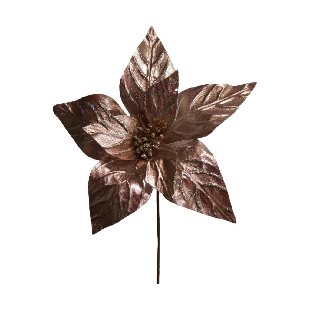 Flor de Navidad Champaña 28 cm - SERYMAR Decoración