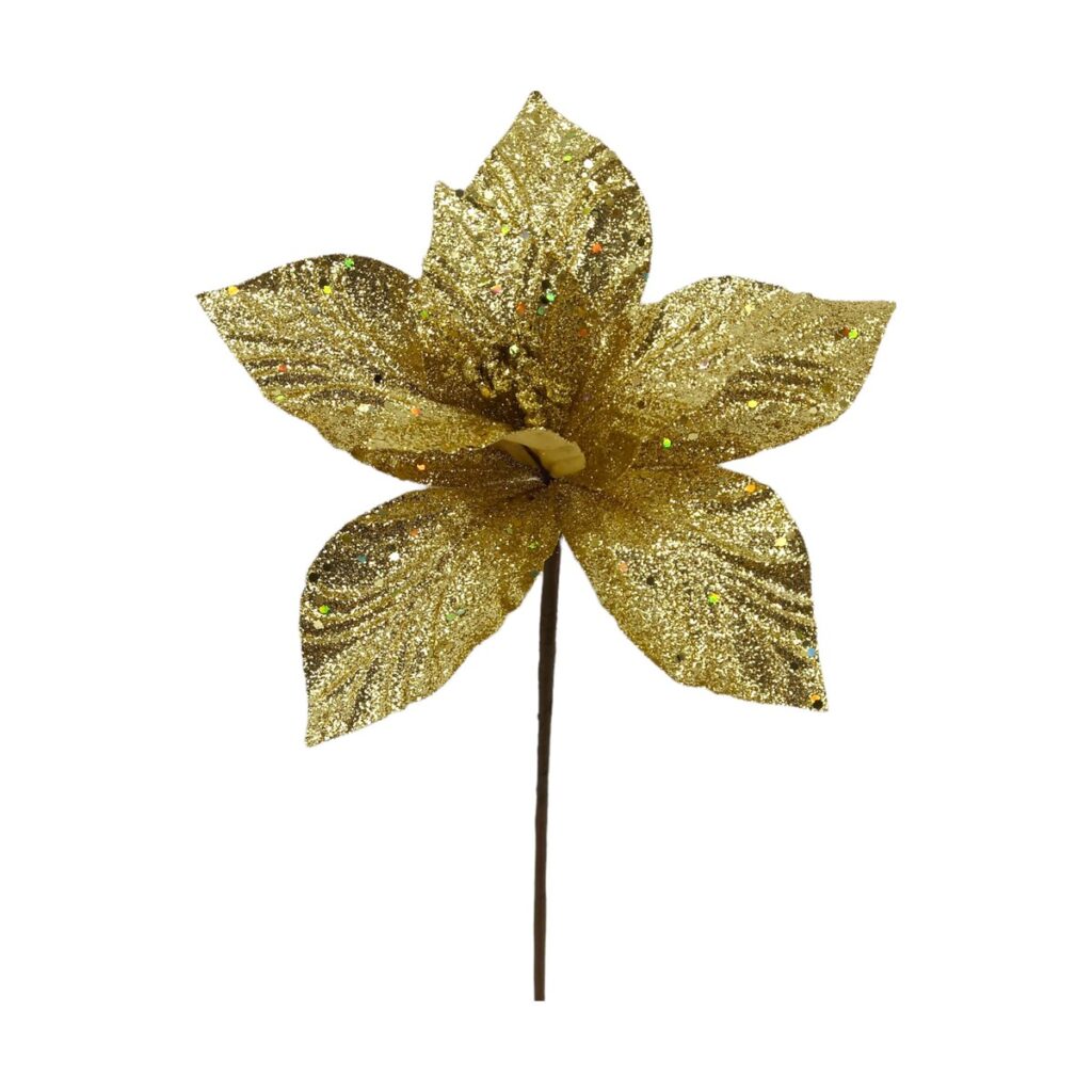 Poinsettia 25 cm - Dorado - SERYMAR Decoración