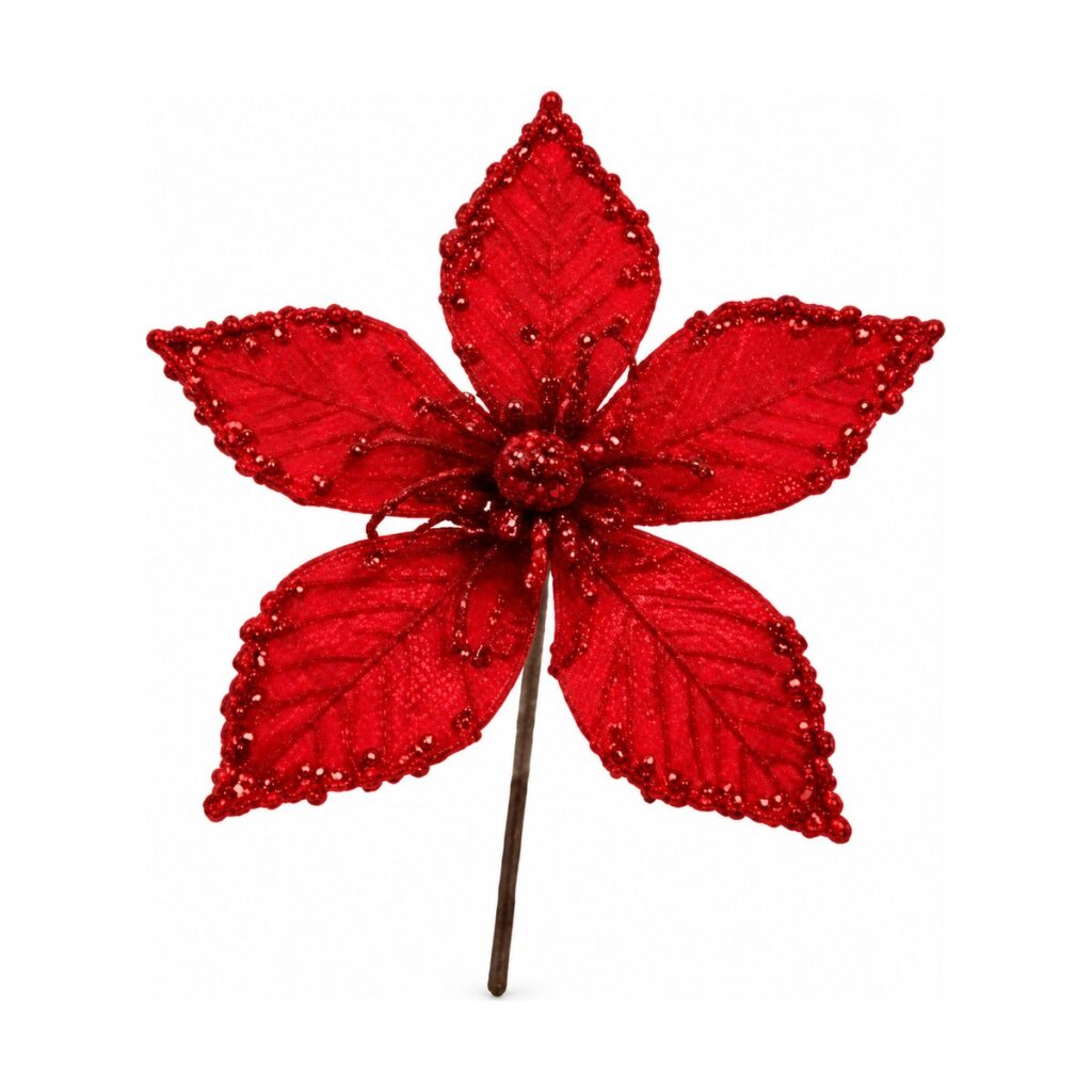 Flor de Navidad 24 cm · 5 Pétalos - Rojo - SERYMAR Decoración
