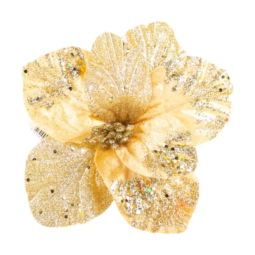 Poinsettia 20 cm - Dorado - SERYMAR Decoración