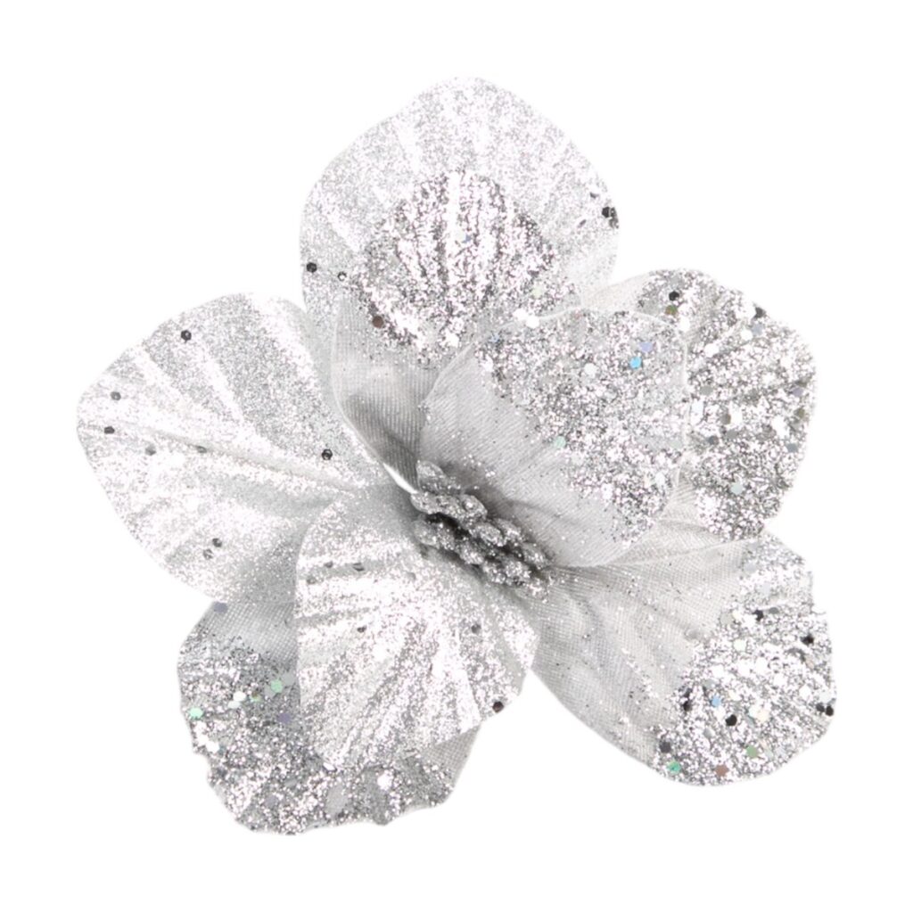 Poinsettia 20 cm - Plata - SERYMAR Decoración