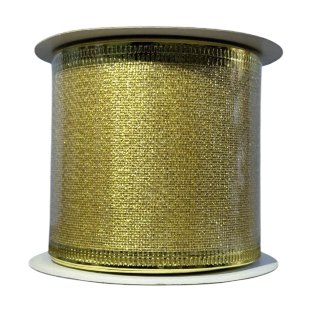Cinta Alambrada 2,5" x 10 Yardas - Dorado - SERYMAR Decoración