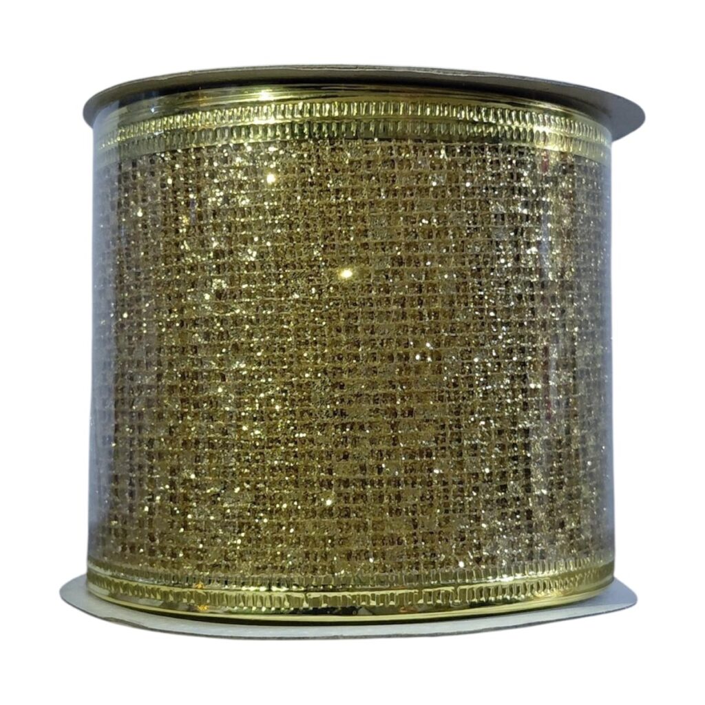 Cinta Alambrada 2,5" x 10 Yardas - Dorado - SERYMAR Decoración