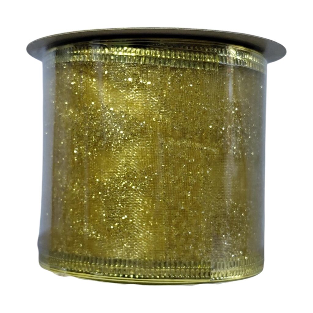 Cinta Alambrada 2,5" x 10 Yardas - Dorado - SERYMAR Decoración