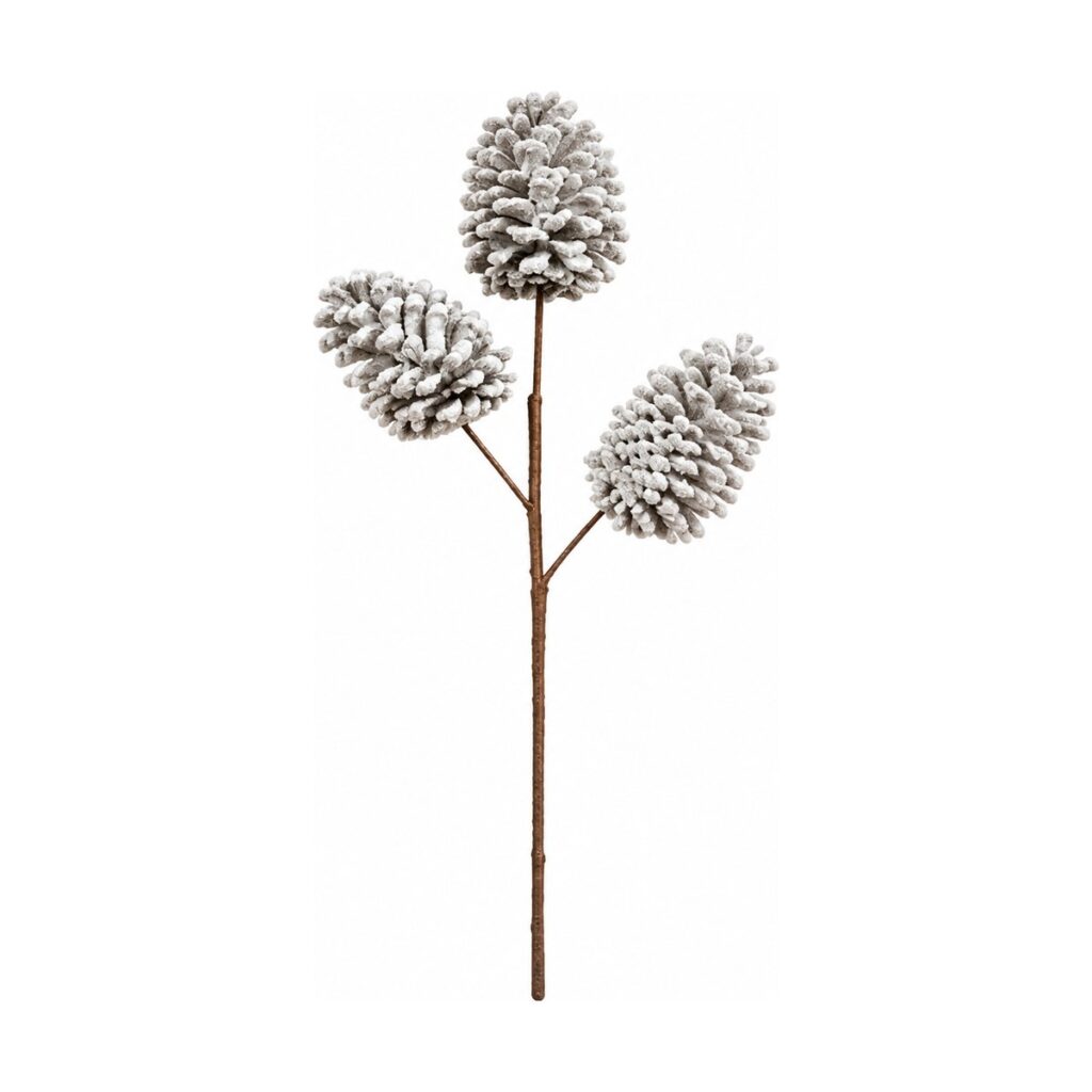 Follaje con Piñas 65 cm - Blanco - SERYMAR Decoración