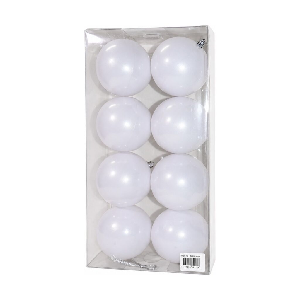 Bolas 10 cm · x 8 - Blanco - SERYMAR Decoración