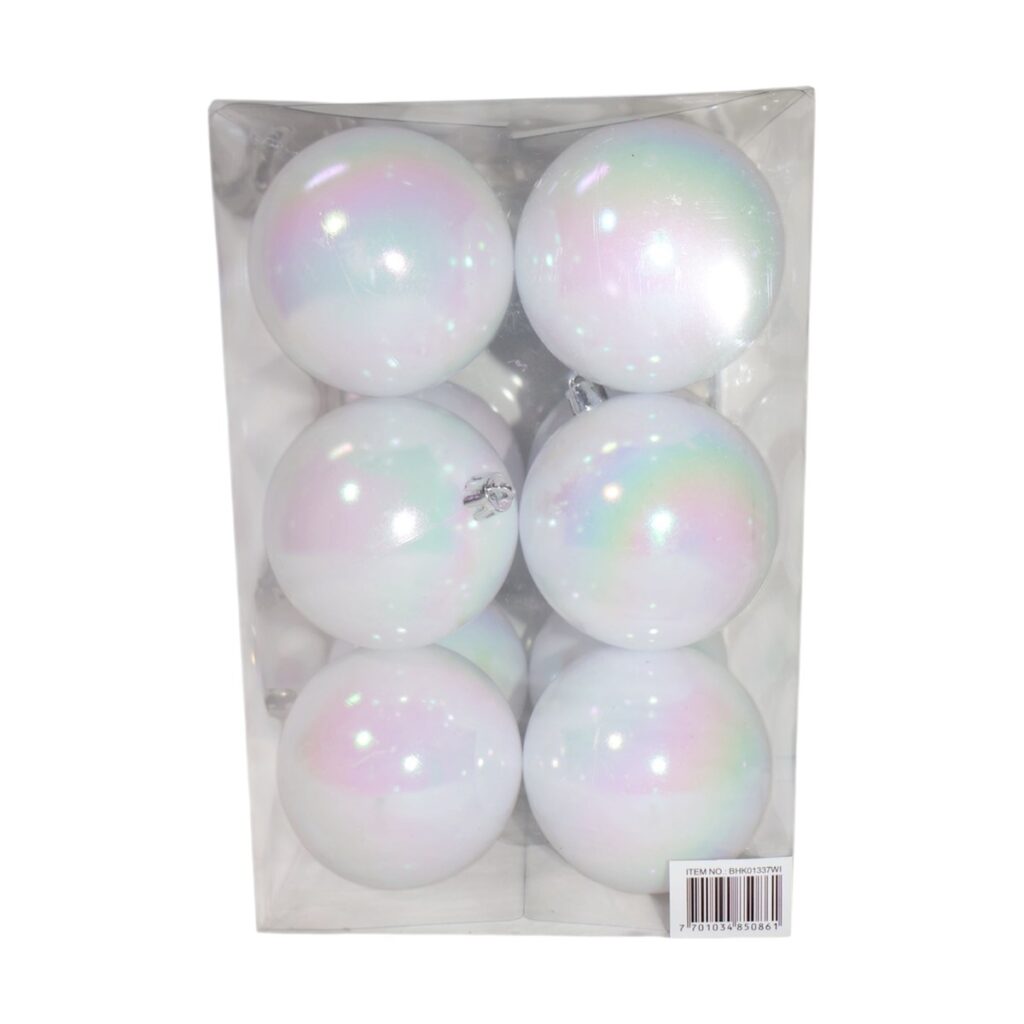 Bolas Blanco Iridiscente 8 cm · x 12 - SERYMAR Decoración