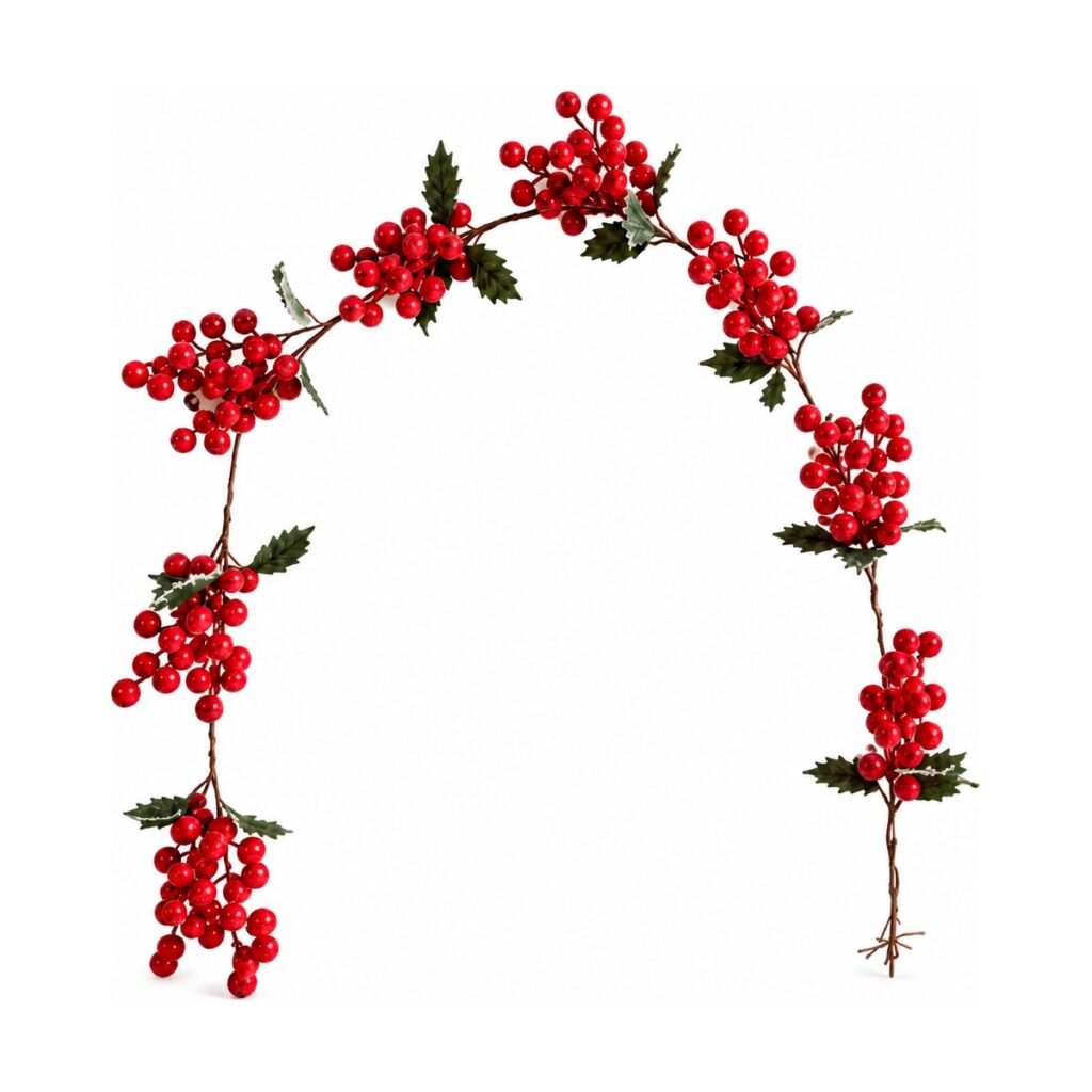 Guirnalda Berry con Hojas de Acebo 155 cm - SERYMAR Decoración