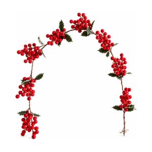 Guirnalda Berry con Hojas de Acebo 155 cm - SERYMAR Decoración