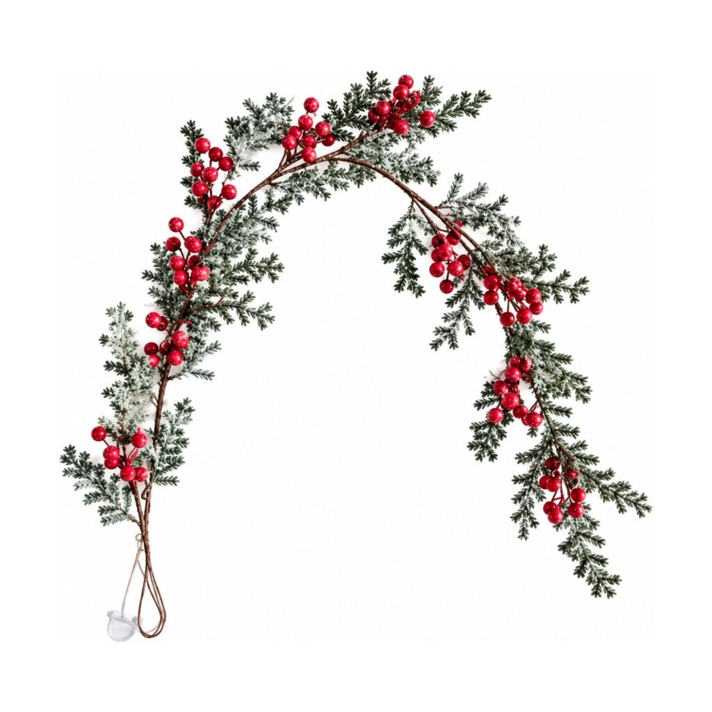 Guirnalda Pino Escarchado con Berries 140 cm - SERYMAR Decoración